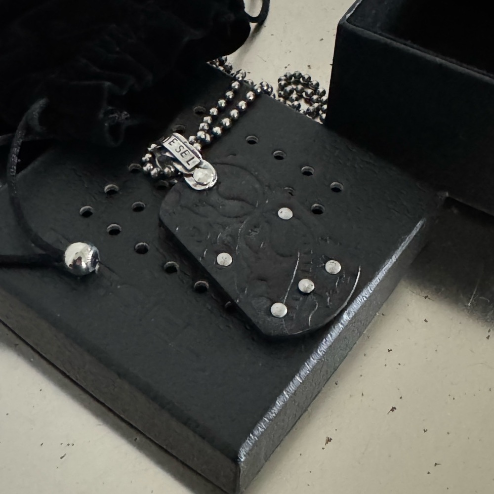 Diesel Black Dog Tag Necklace - Picture 4 of 5